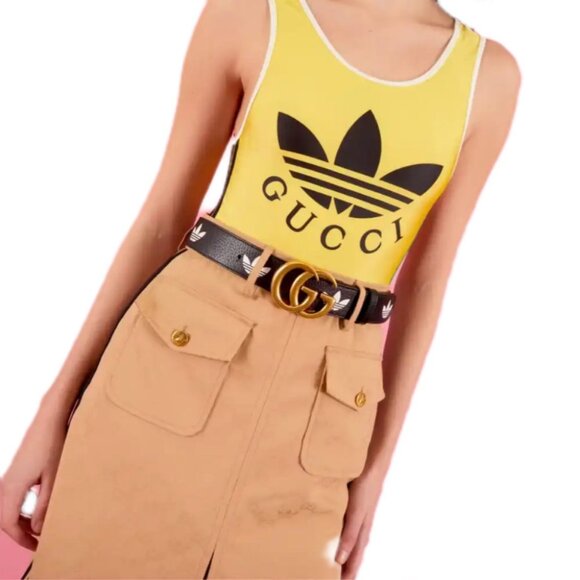 Gucci x Adidas GG Marmont Leather W.40 Belt Black/White 90cm 406831 - Picture 12 of 12